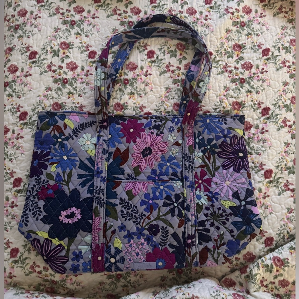 Vera Bradley Floral Tote Bag - Blue and Purple